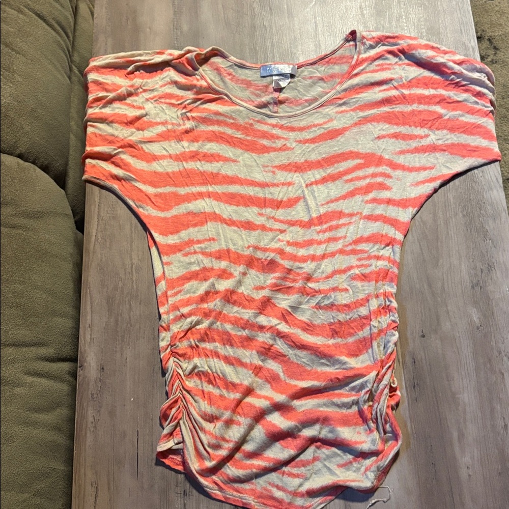 Toska Coral and Beige Striped Top